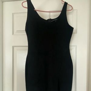 Suede like mini black dress